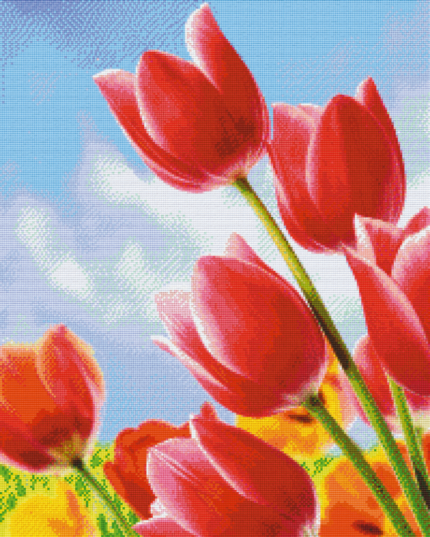 Red Tulips Twenty- Five [25] Baseplate PixelHobby Mini-mosaic Art Kit image 0